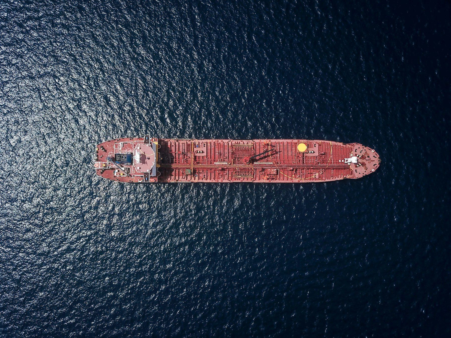 Tanker at sea, aerial view